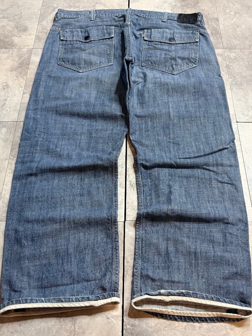 Levi's 569 Loose Straight Jeans Men's 40x32 Light Blue Flap Pocket Y2K